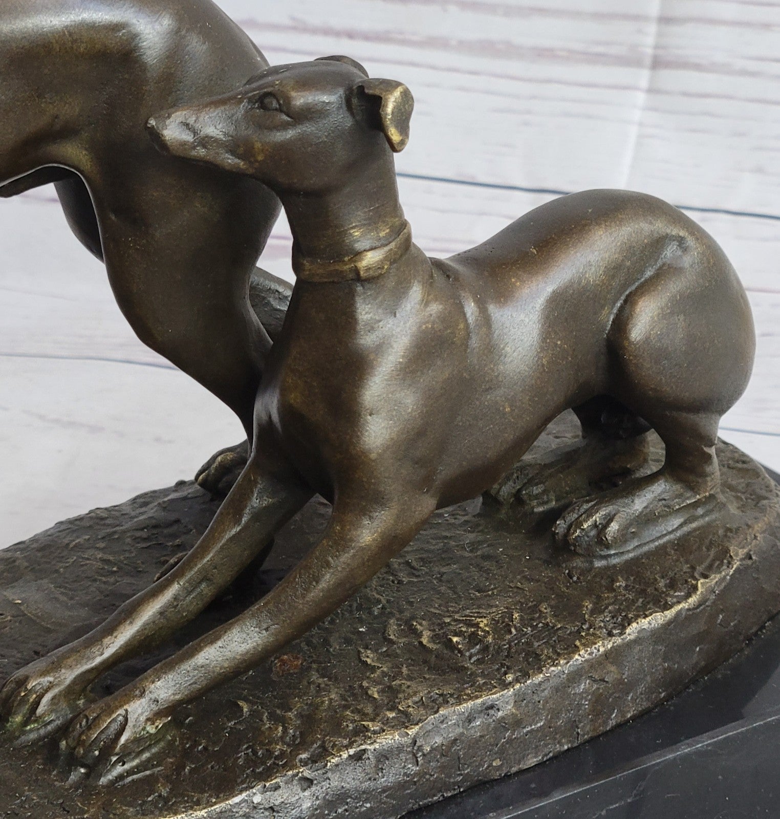 Art Deco Two Cute Greyhound Dog Dogs Musuem Quality Artwork by Mene
