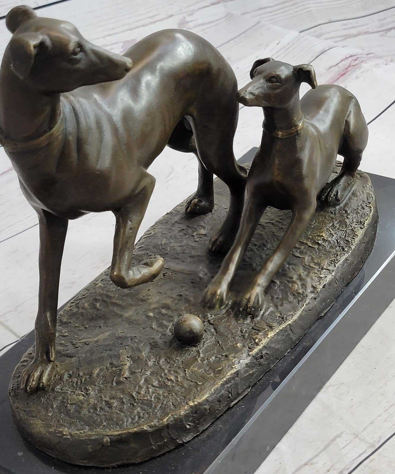 Art Deco Two Cute Greyhound Dog Dogs Musuem Quality Artwork by Mene