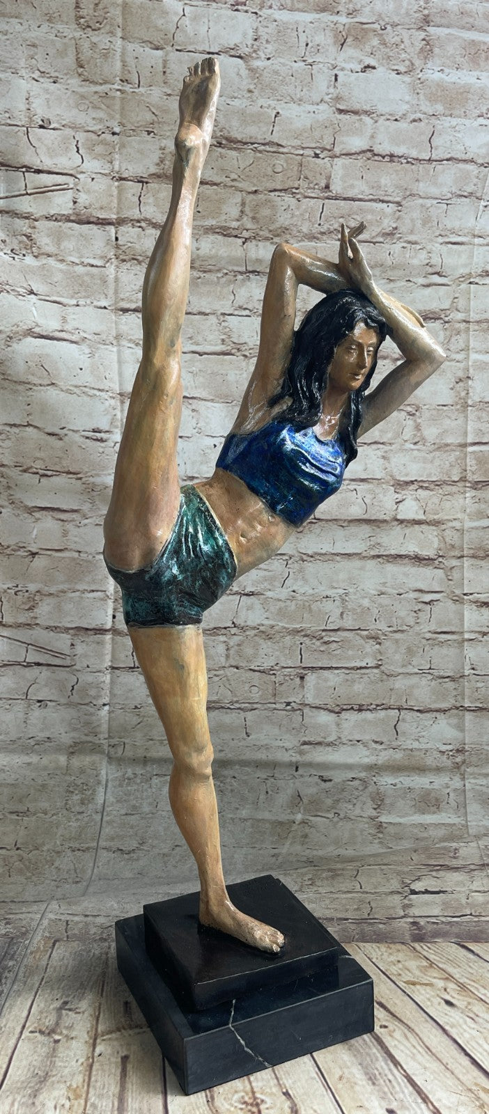 Handcrafted Multi Color Bronze Masterpiece Girl Gymnast Trophy Bronze Sculpture