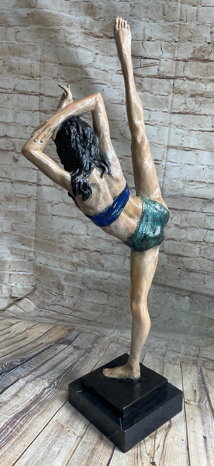 Handcrafted Multi Color Bronze Masterpiece Girl Gymnast Trophy Bronze Sculpture