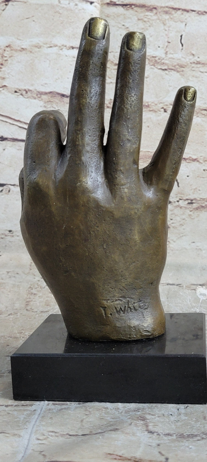 Signed Original ~T. White~ OK Hand Gesture Bronze Masterpiece Classic Artwork