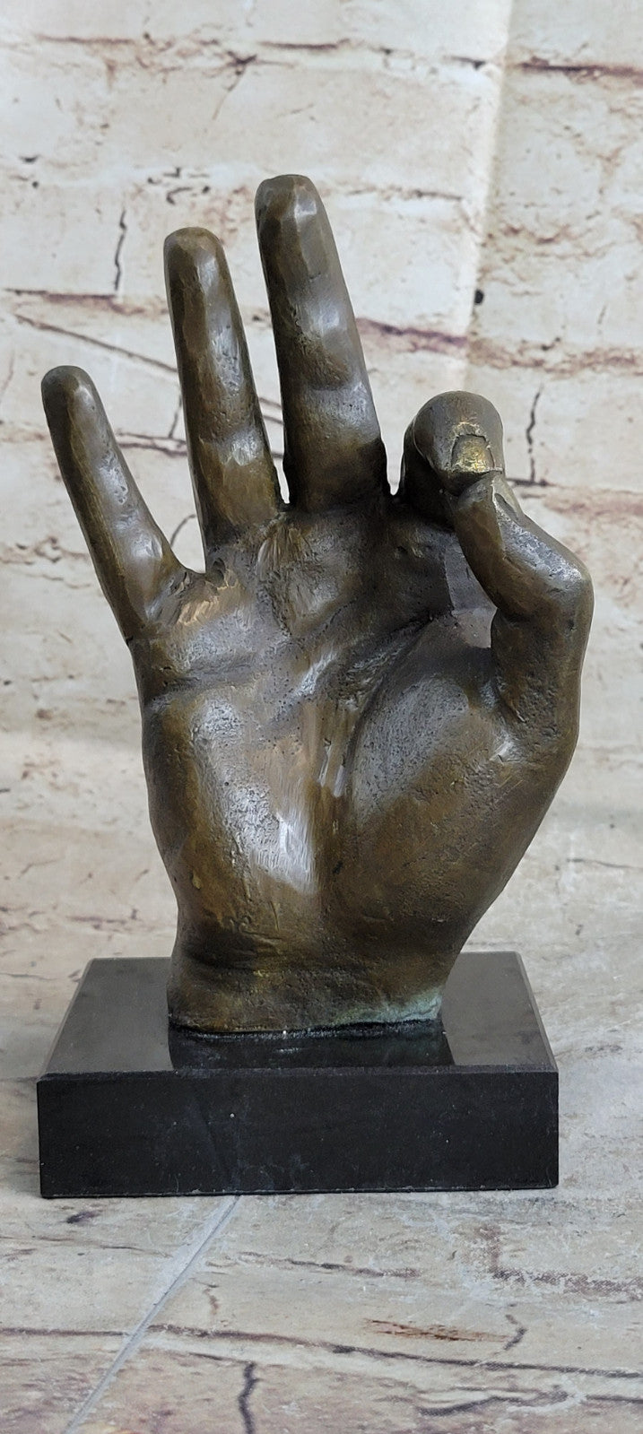 Signed Original ~T. White~ OK Hand Gesture Bronze Masterpiece Classic Artwork