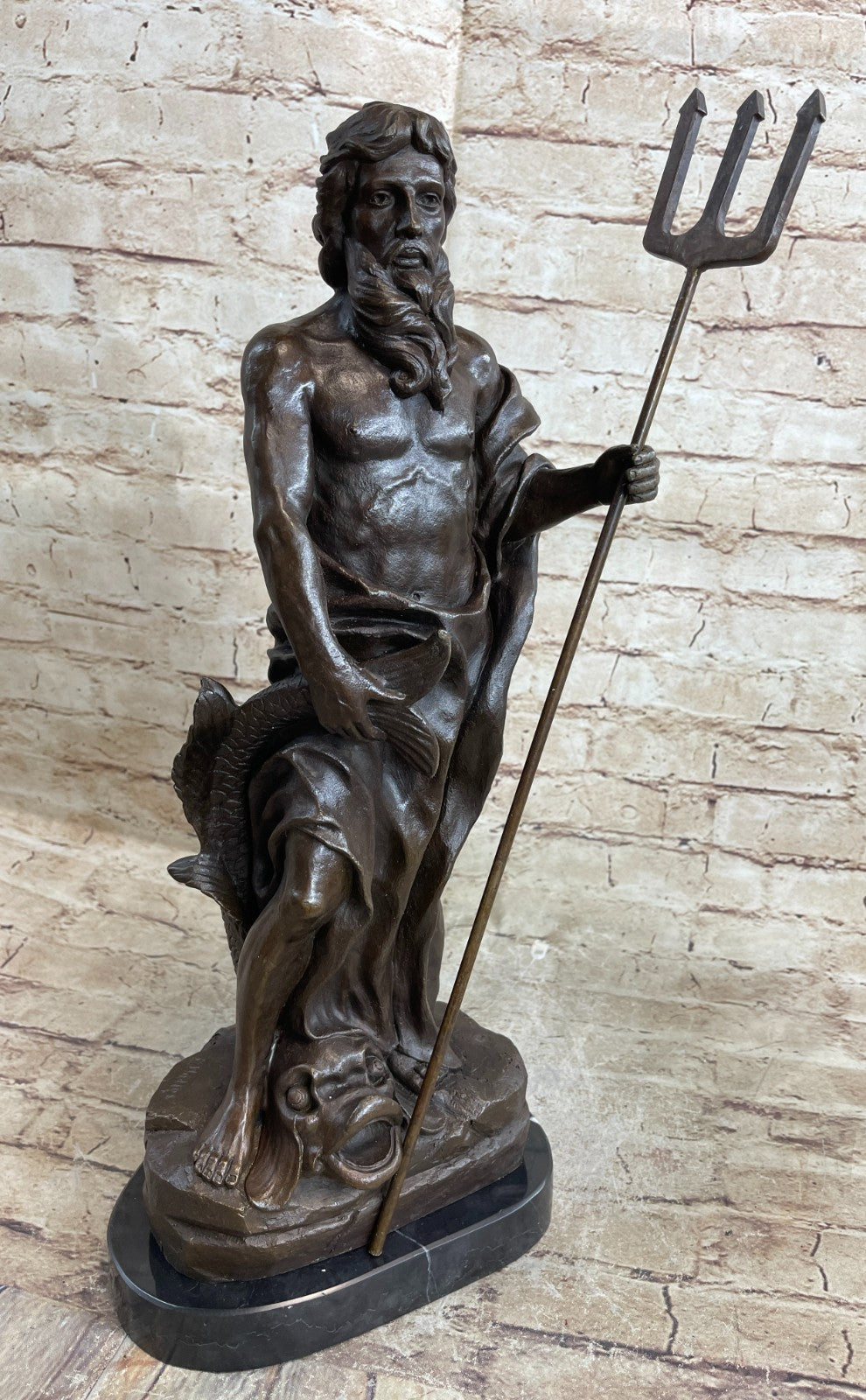 Vintage ZEUS POSEIDON Bronze Sculpture Statue Art Figurine Greek Mythology