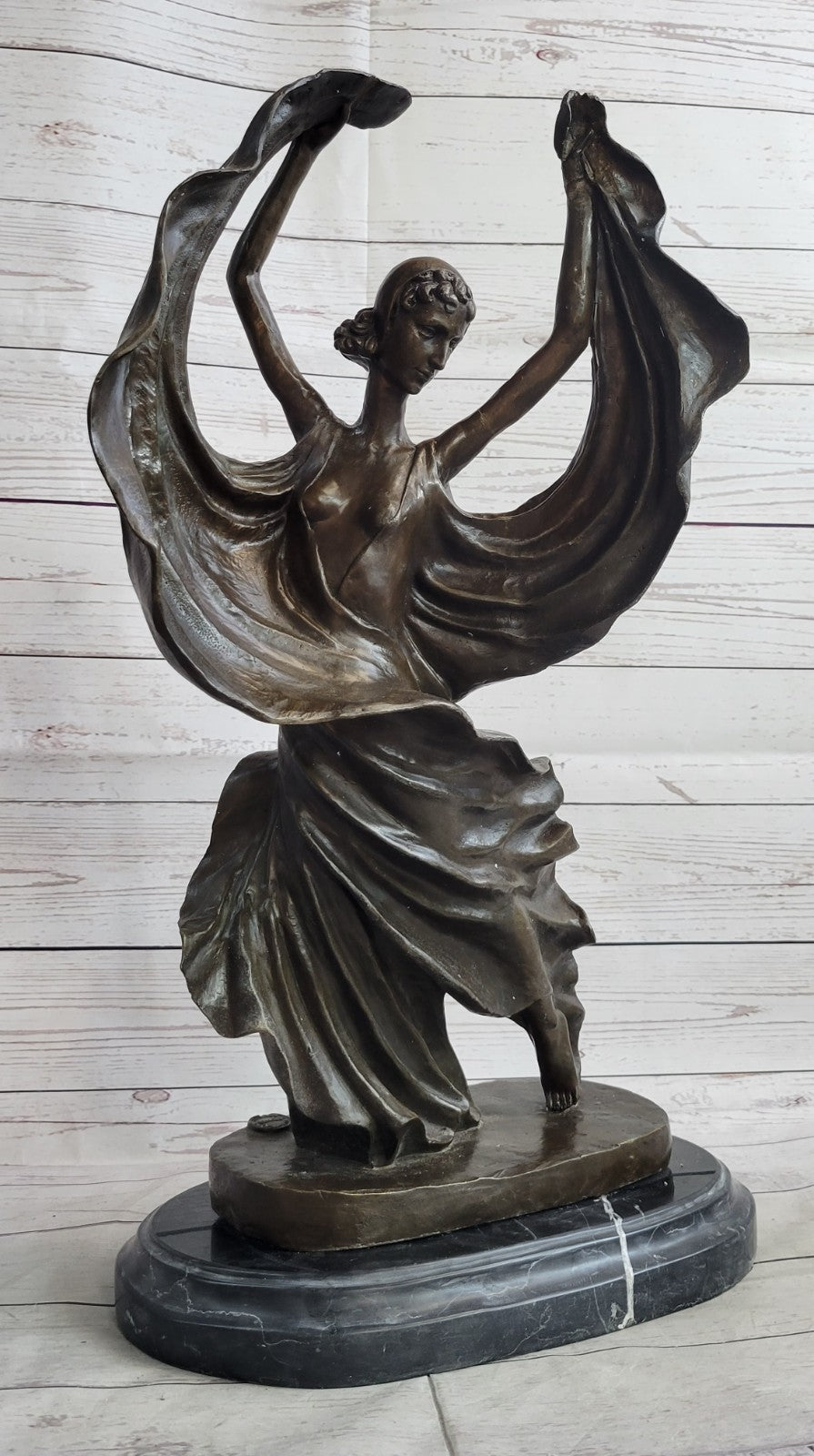 Dancer Sexy Girl Figure Flamenco Large Rare Handcrafted Bronze Sculpture Art Decor