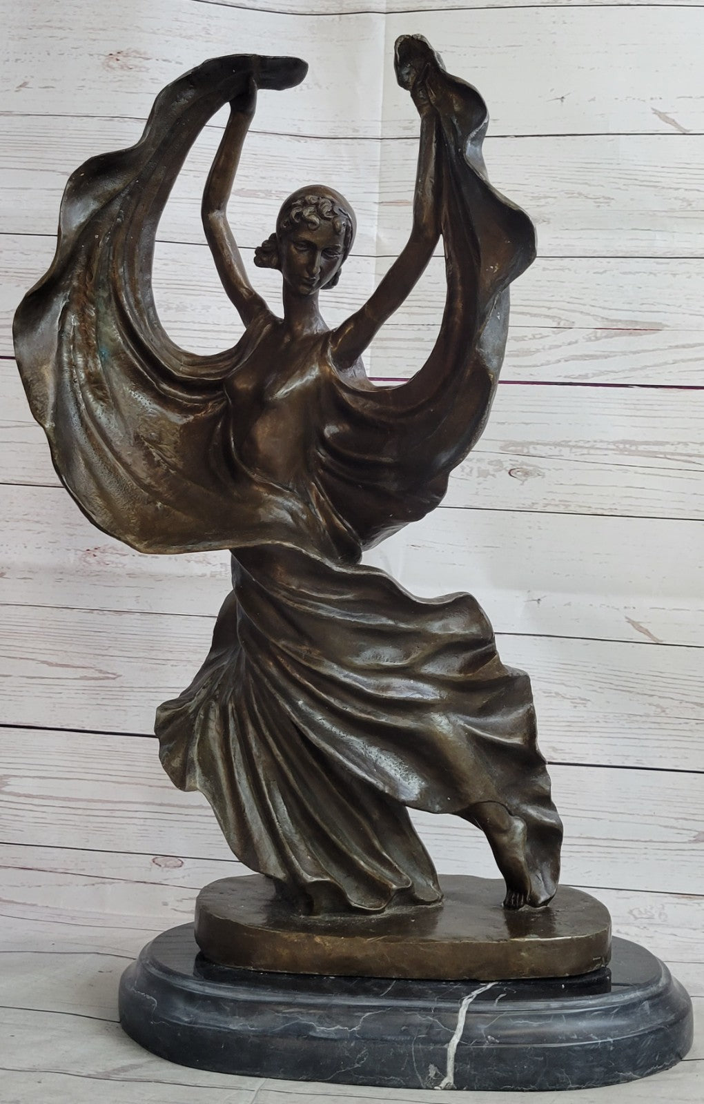 Dancer Sexy Girl Figure Flamenco Large Rare Handcrafted Bronze Sculpture Art Decor