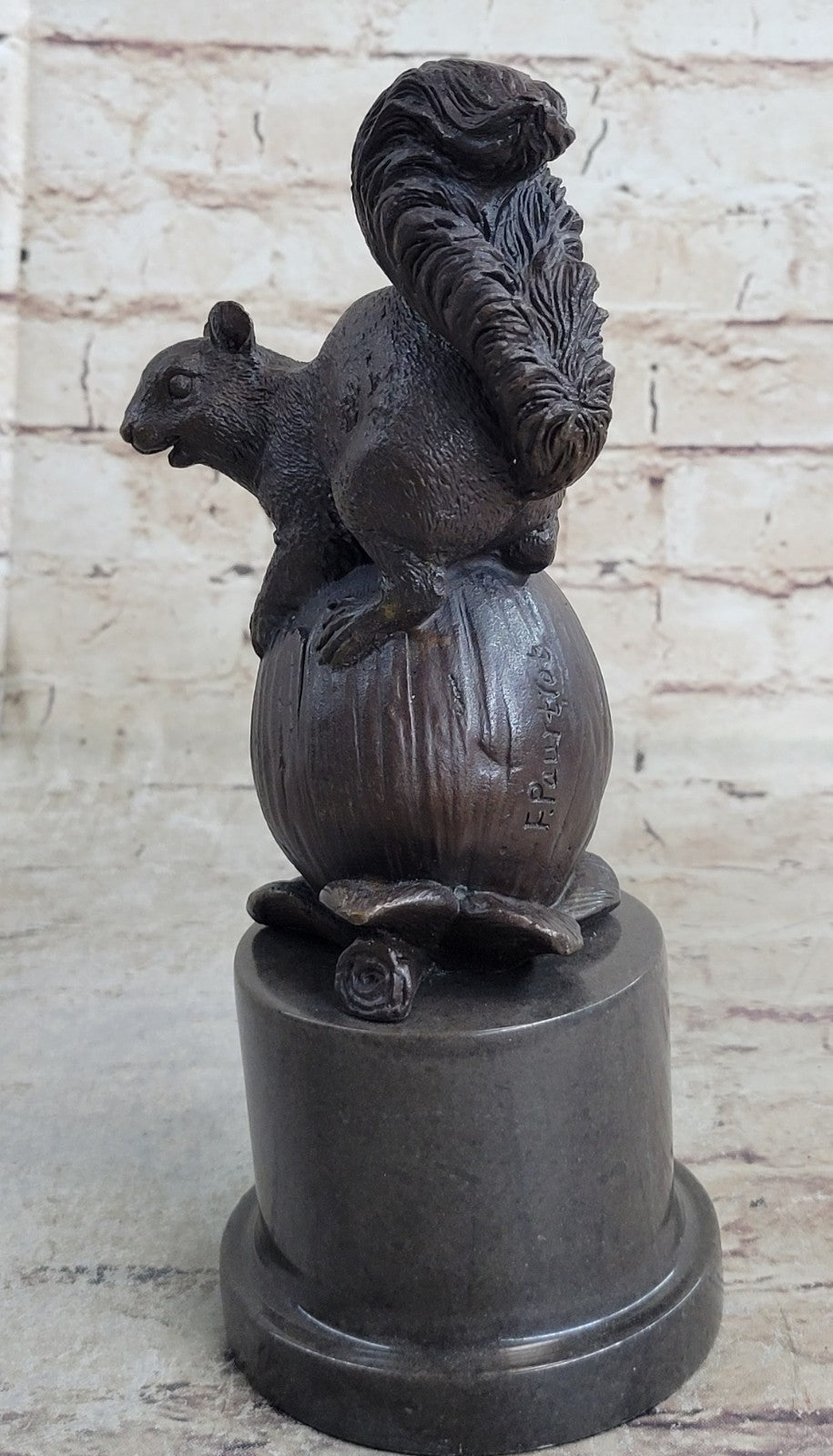 Handcrafted bronze sculpture SALE Art Marble Squirrel Paurtrot Sign *