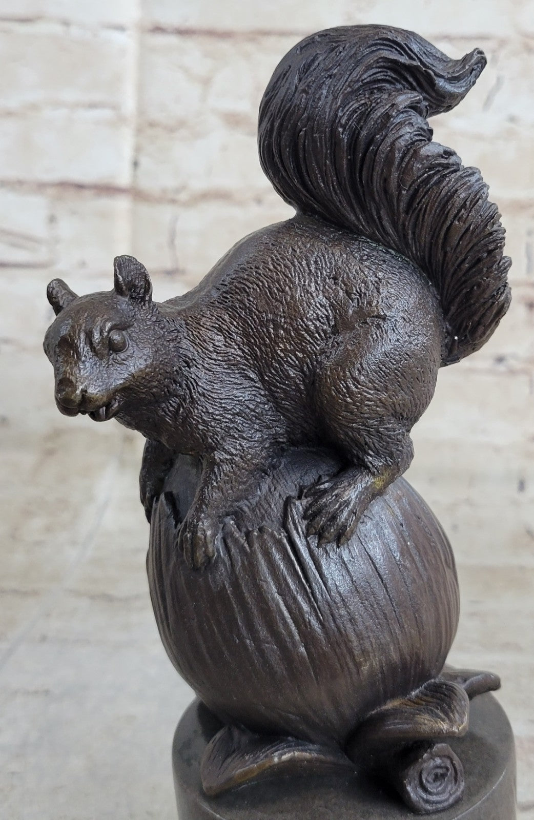 Handcrafted bronze sculpture SALE Art Marble Squirrel Paurtrot Sign *