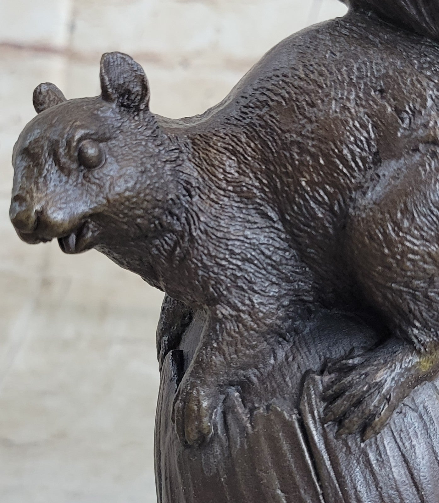 Handcrafted bronze sculpture SALE Art Marble Squirrel Paurtrot Sign *