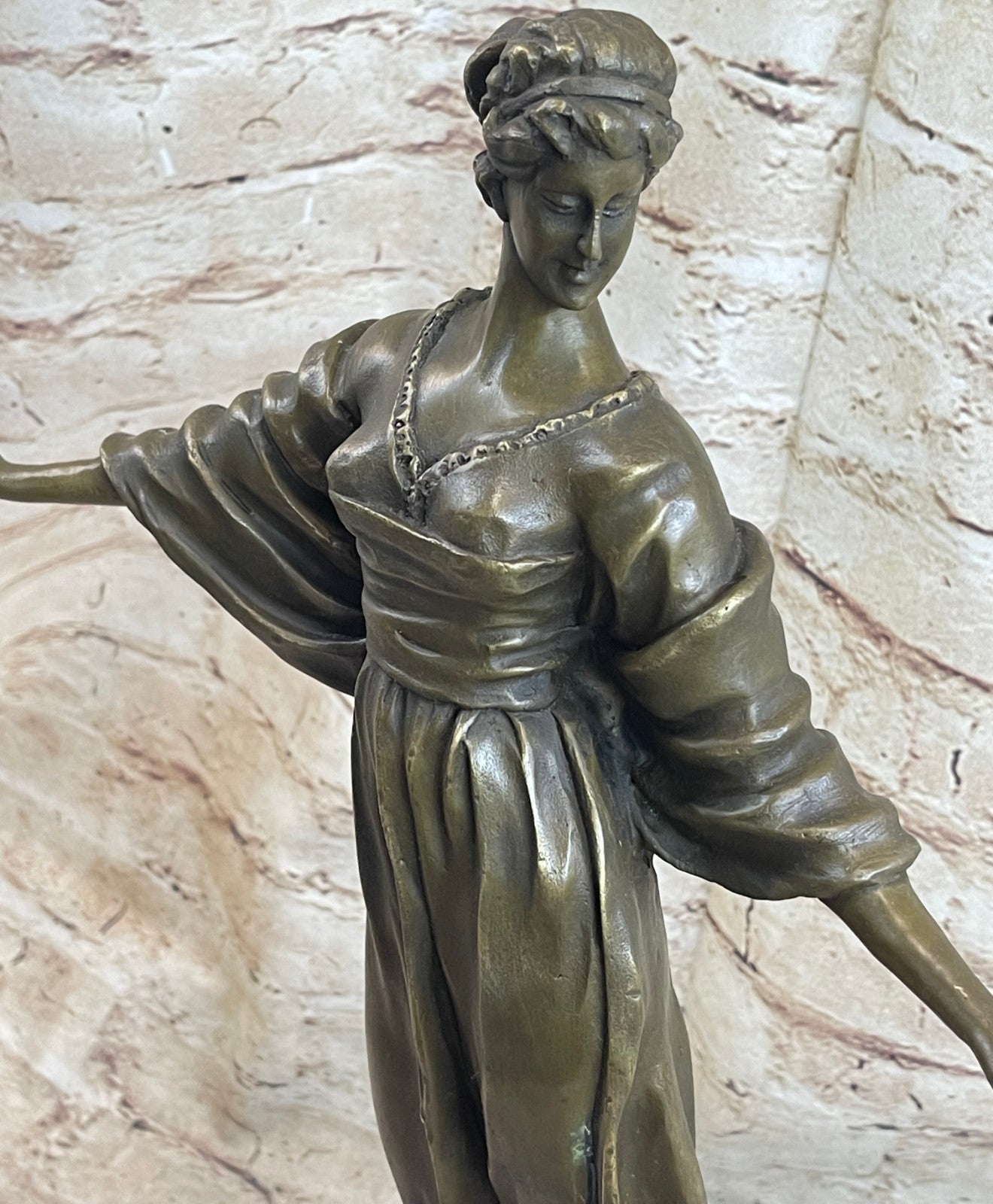 Genuine Real Bronze Art Deco Victorian woman Lady Female Sculpture Figurine Figure