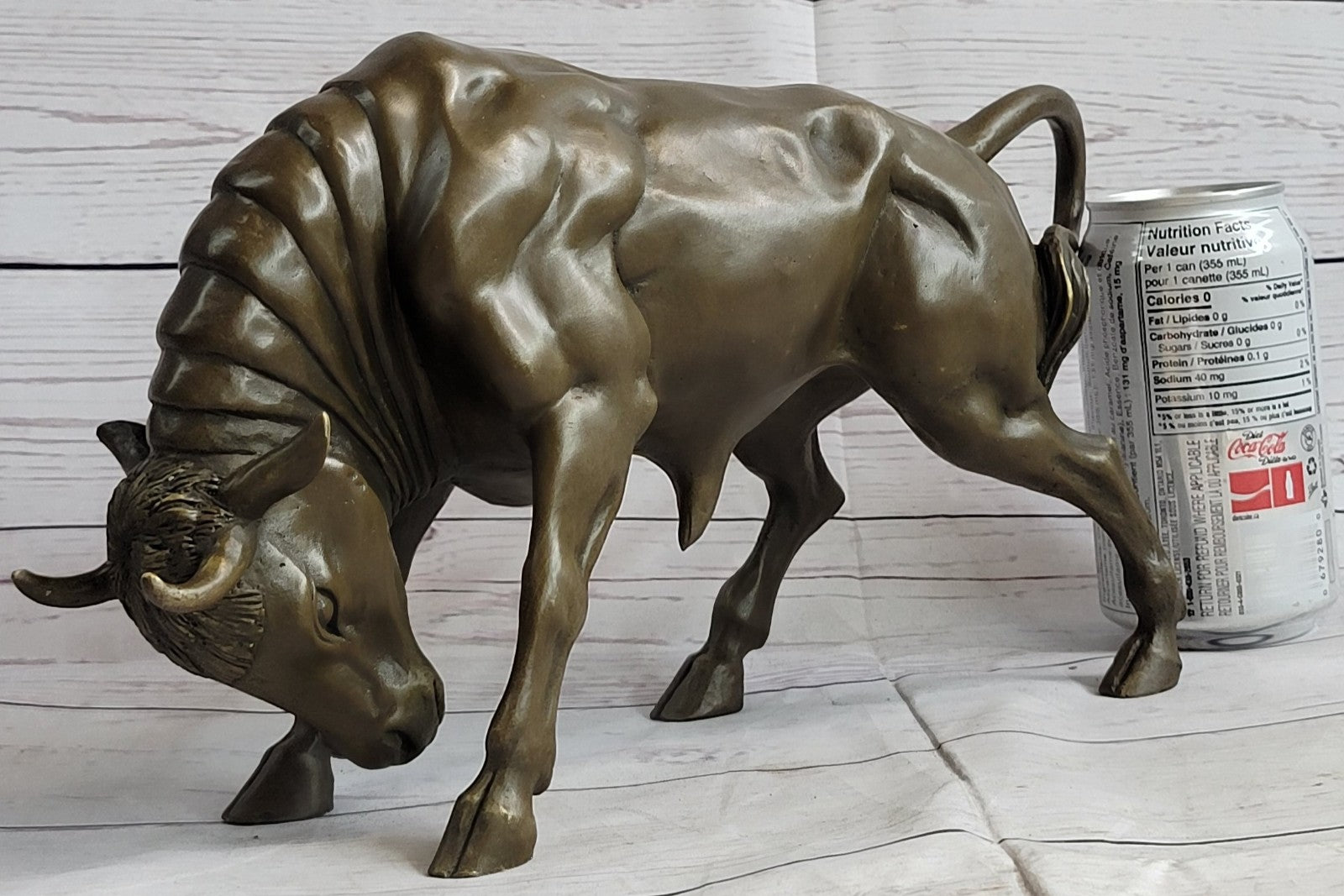 Handcrafted bronze sculpture SALE Decor Base Spanish Bull Male Milo Signed