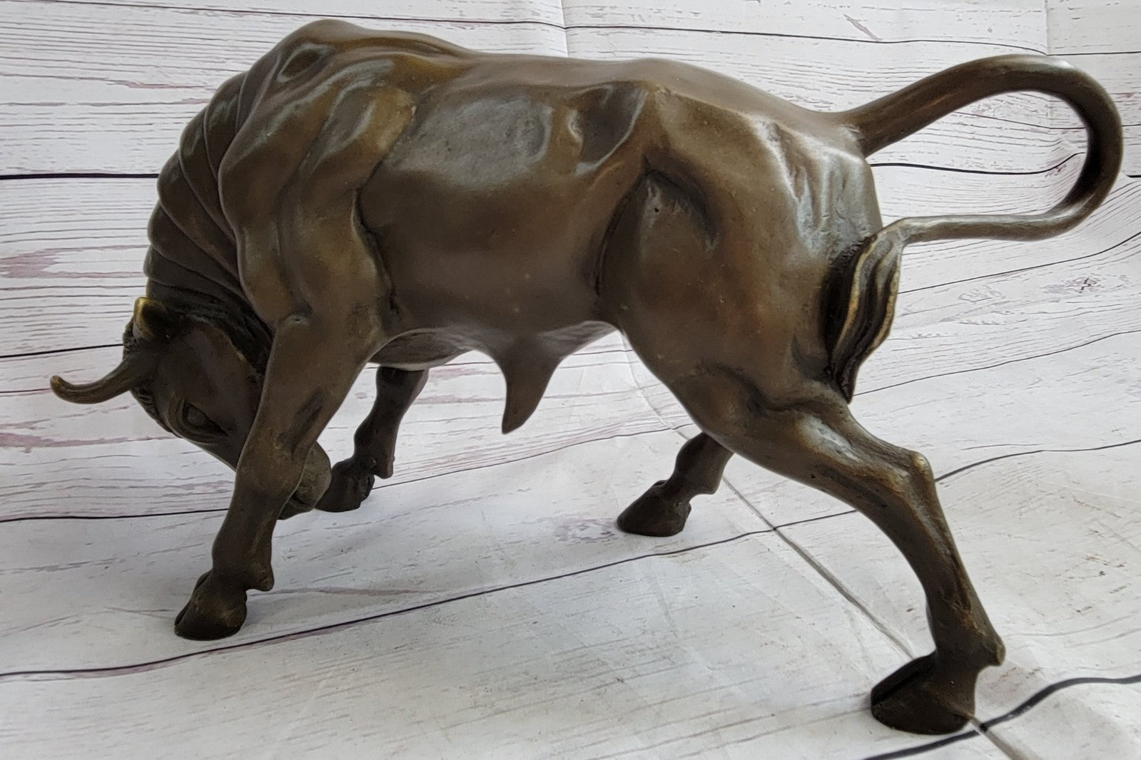 Handcrafted bronze sculpture SALE Decor Base Spanish Bull Male Milo Signed