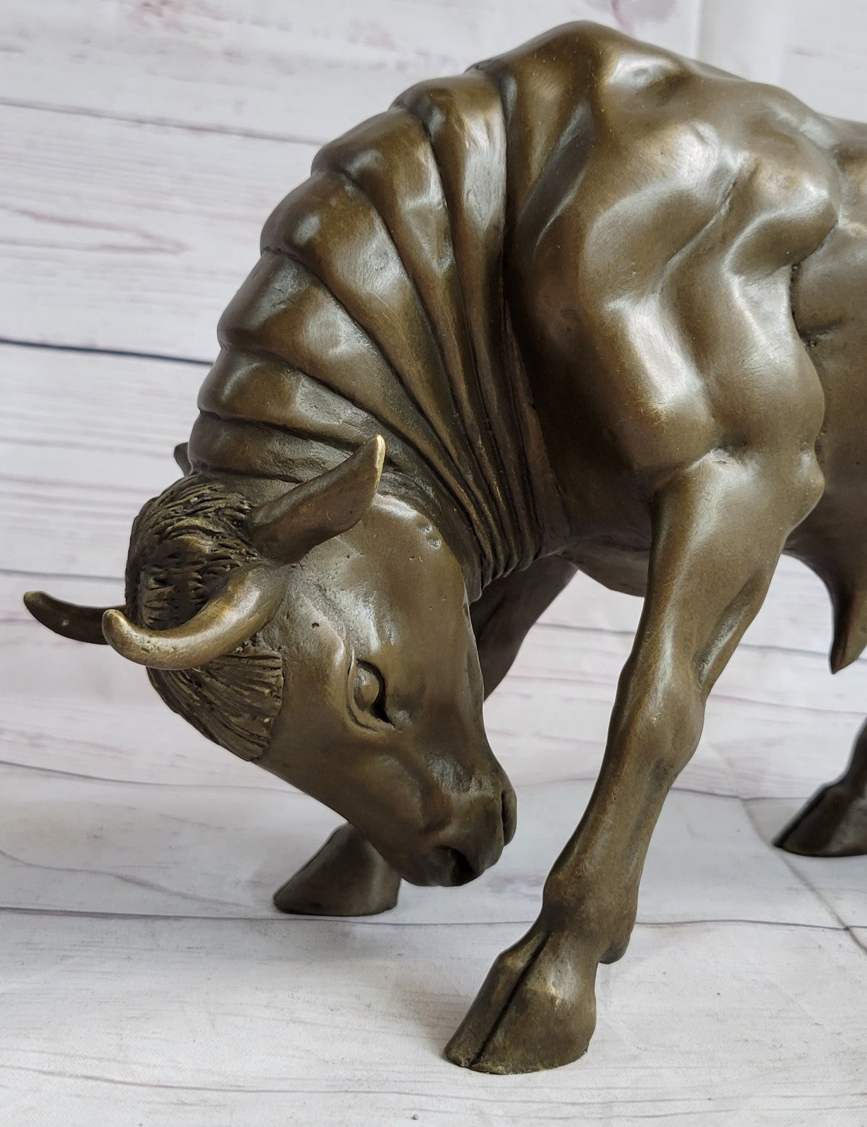 Handcrafted bronze sculpture SALE Decor Base Spanish Bull Male Milo Signed
