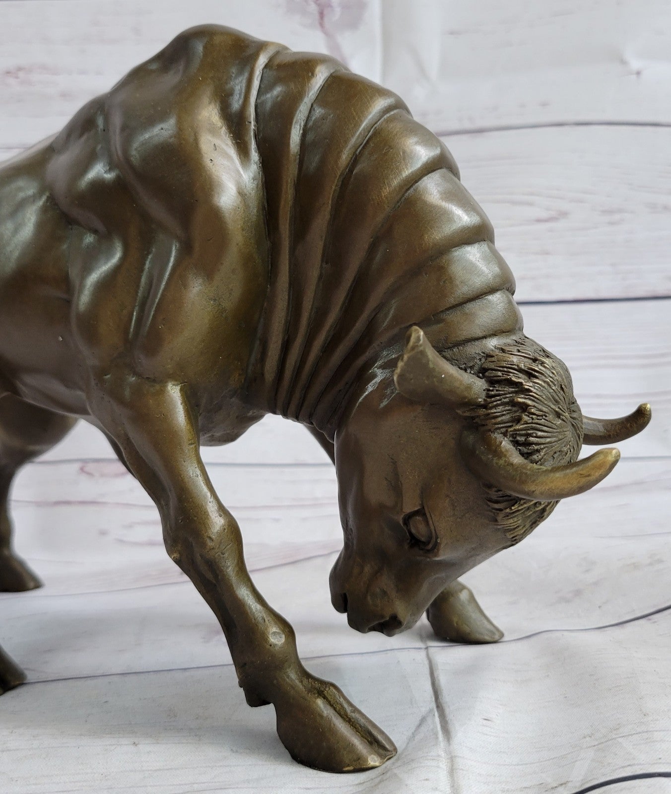 Handcrafted bronze sculpture SALE Decor Base Spanish Bull Male Milo Signed