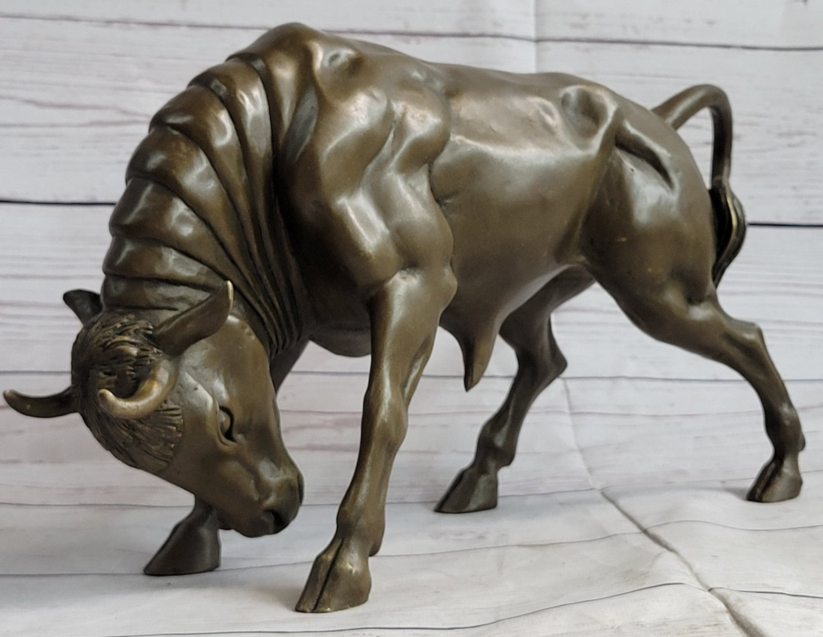 Handcrafted bronze sculpture SALE Decor Base Spanish Bull Male Milo Signed