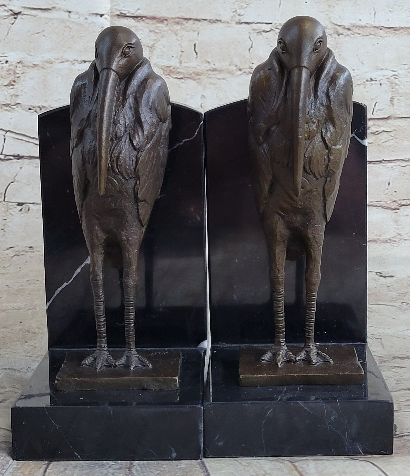 Art Deco Genuine bronze Sitting Birds bookend by Salvador Dali France Decor Gift