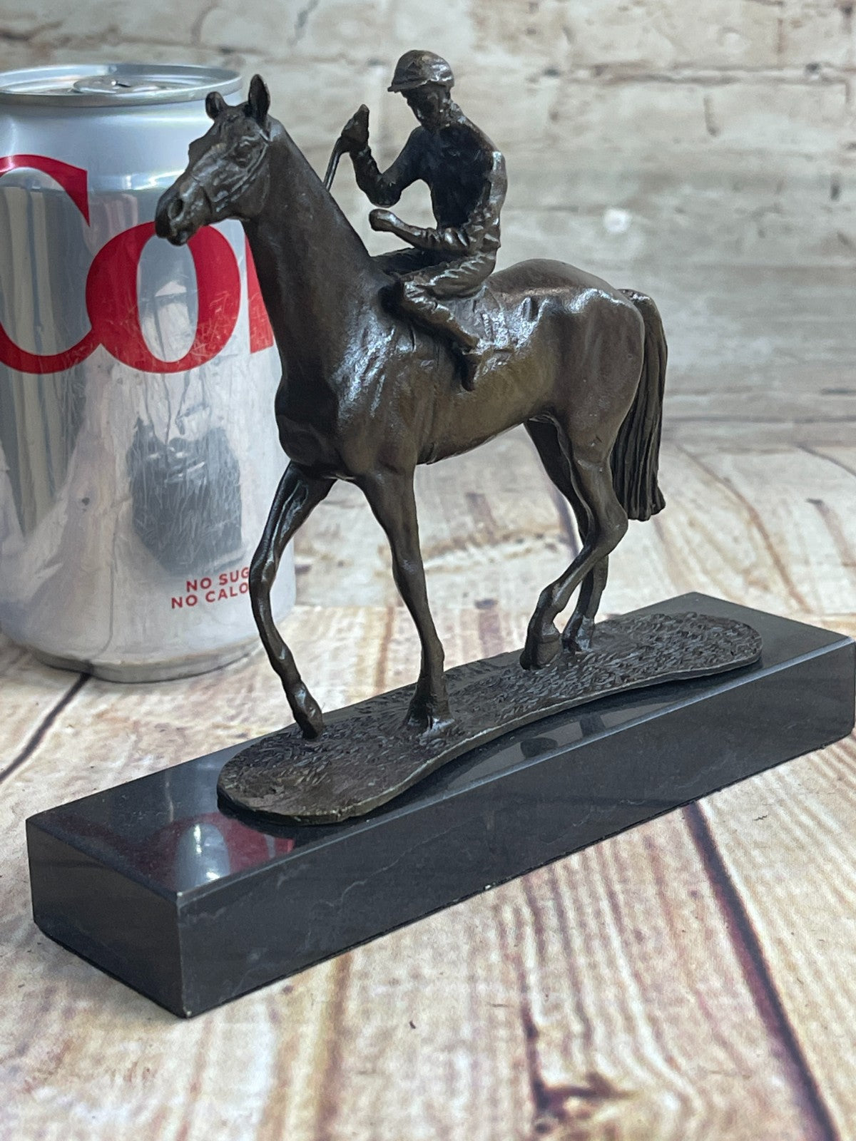 Handcrafted bronze sculpture SALE Anime Marble Horse With Jockey Original Signed