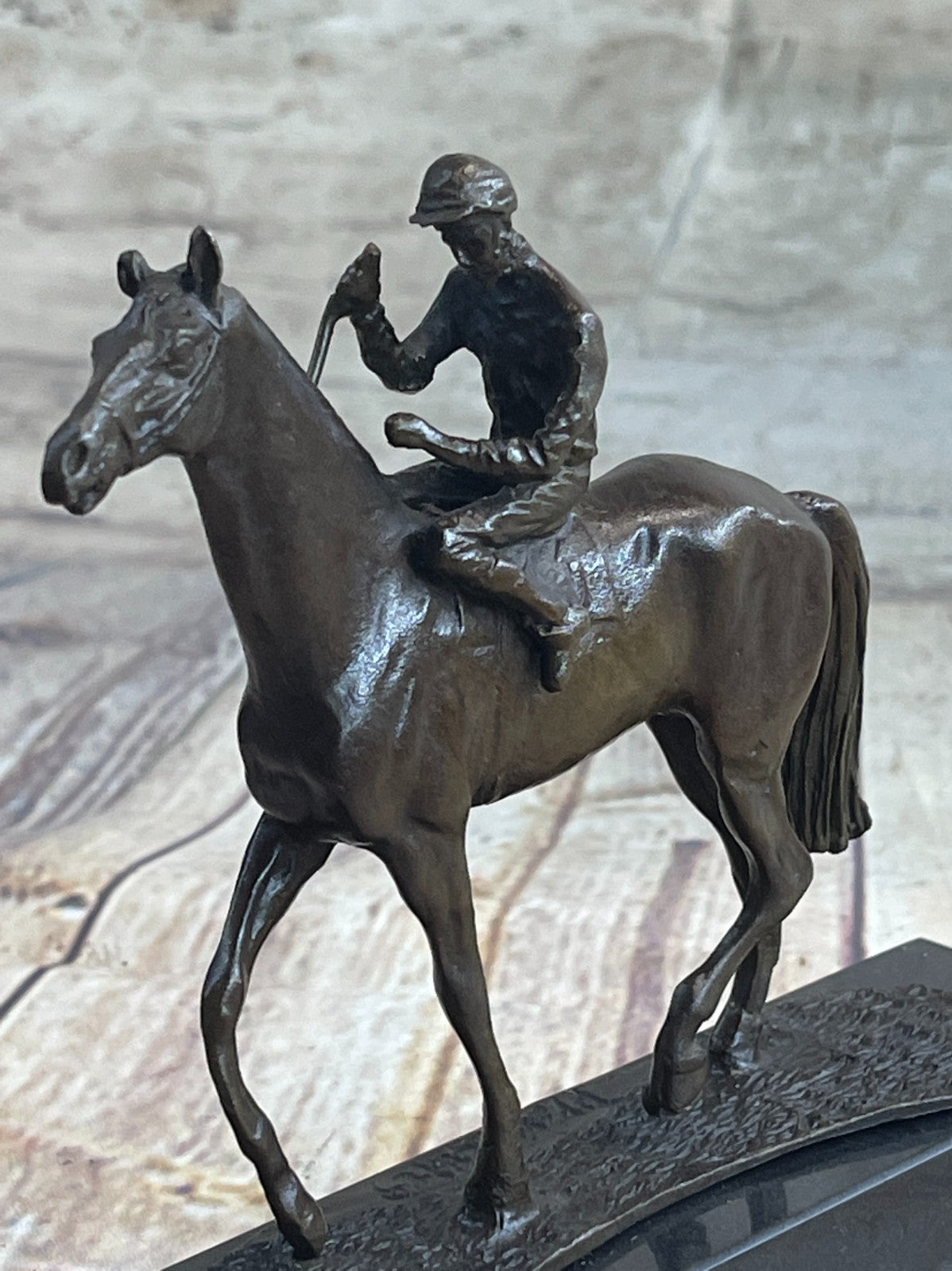 Handcrafted bronze sculpture SALE Anime Marble Horse With Jockey Original Signed