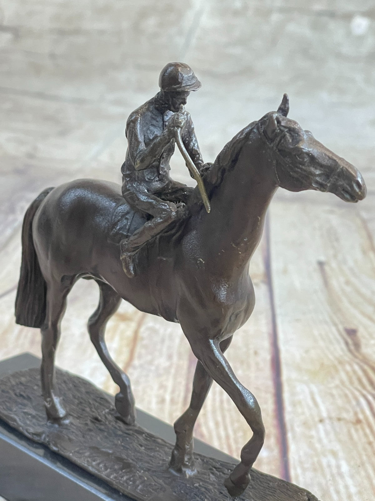 Handcrafted bronze sculpture SALE Anime Marble Horse With Jockey Original Signed