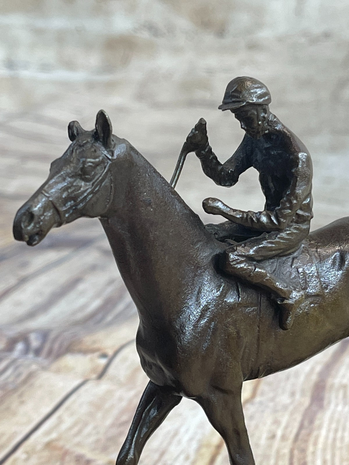 Handcrafted bronze sculpture SALE Anime Marble Horse With Jockey Original Signed