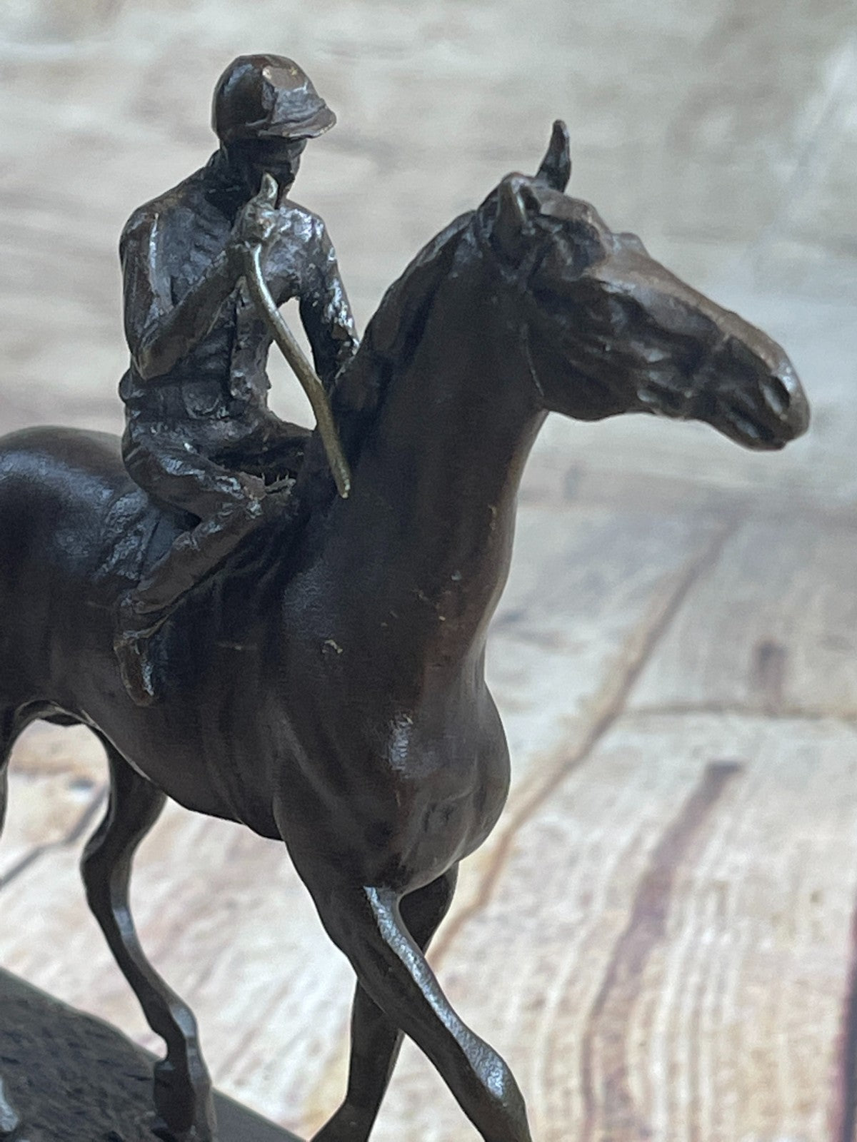 Handcrafted bronze sculpture SALE Anime Marble Horse With Jockey Original Signed
