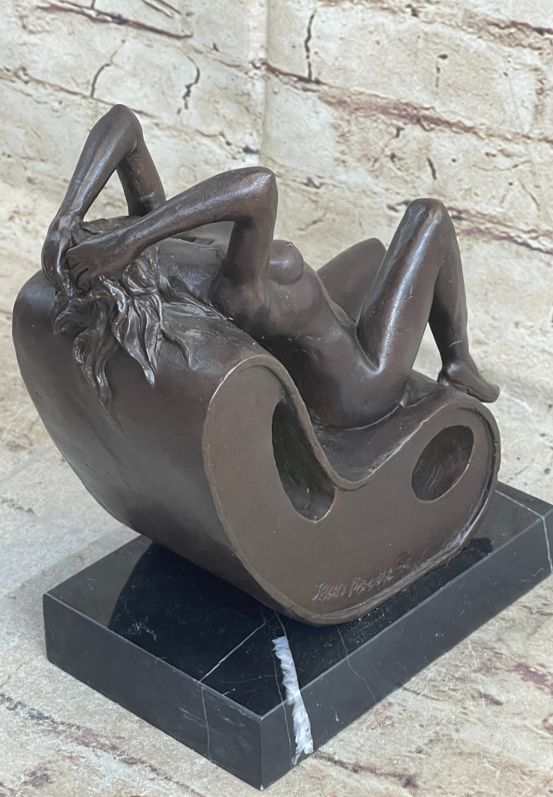 Thumb SIGNED DECO BRONZE SCULPTURE CUBISM NUDE GIRL ABSTRACT MODERN ART STATUE