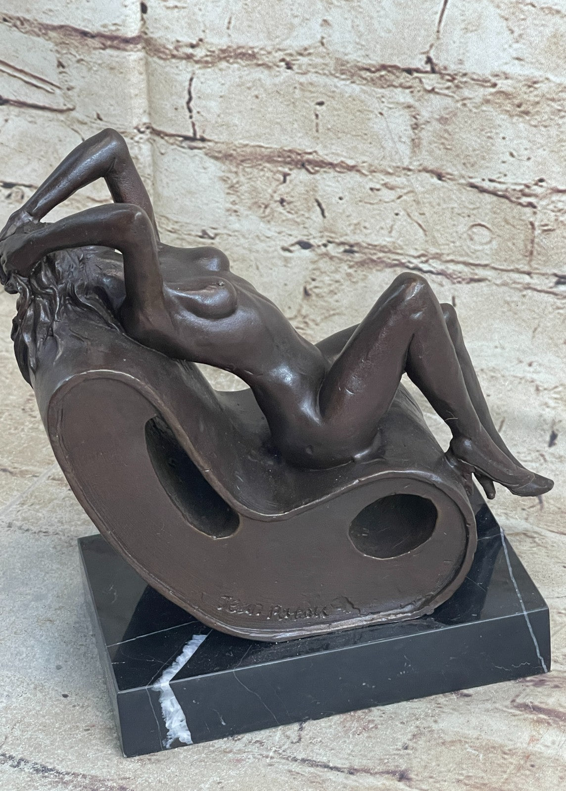 Thumb SIGNED DECO BRONZE SCULPTURE CUBISM NUDE GIRL ABSTRACT MODERN ART STATUE