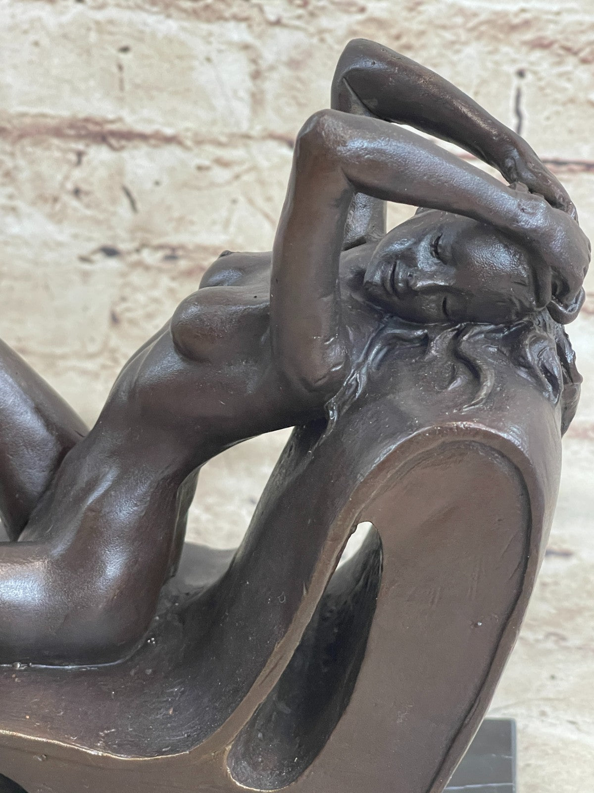 Thumb SIGNED DECO BRONZE SCULPTURE CUBISM NUDE GIRL ABSTRACT MODERN ART STATUE