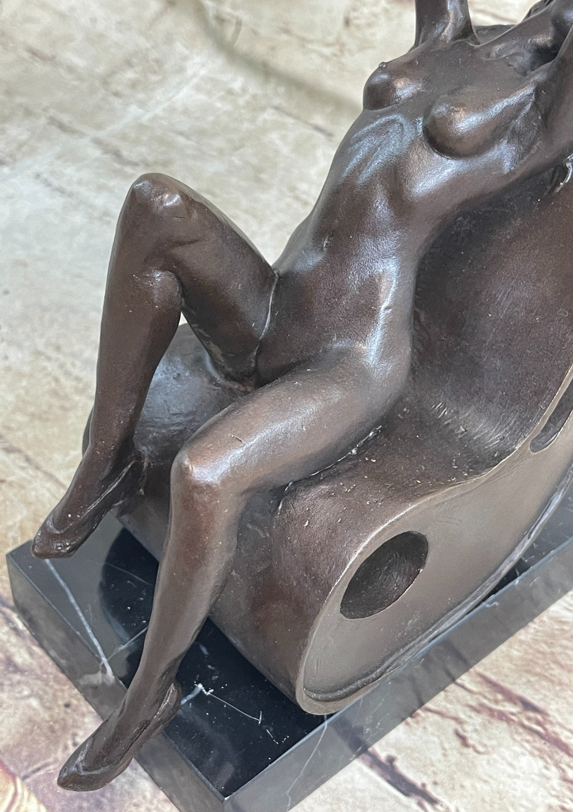 Thumb SIGNED DECO BRONZE SCULPTURE CUBISM NUDE GIRL ABSTRACT MODERN ART STATUE