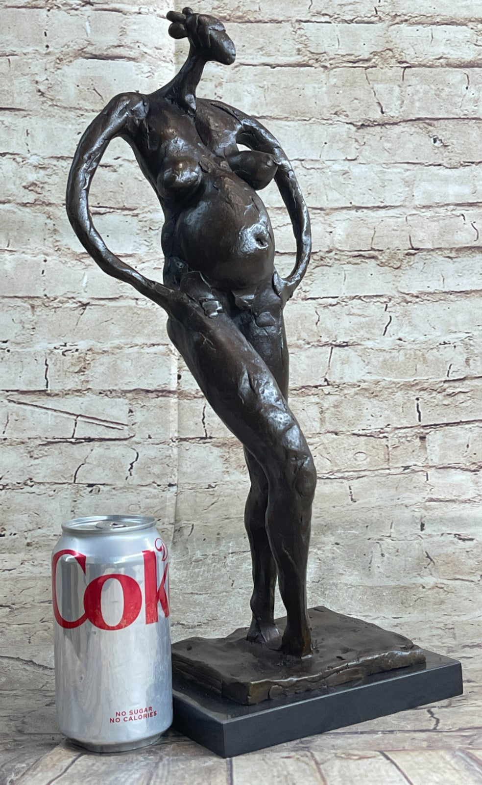 Handcrafted bronze sculpture Nude Salvador By Base Marble Art Modern Abstract *