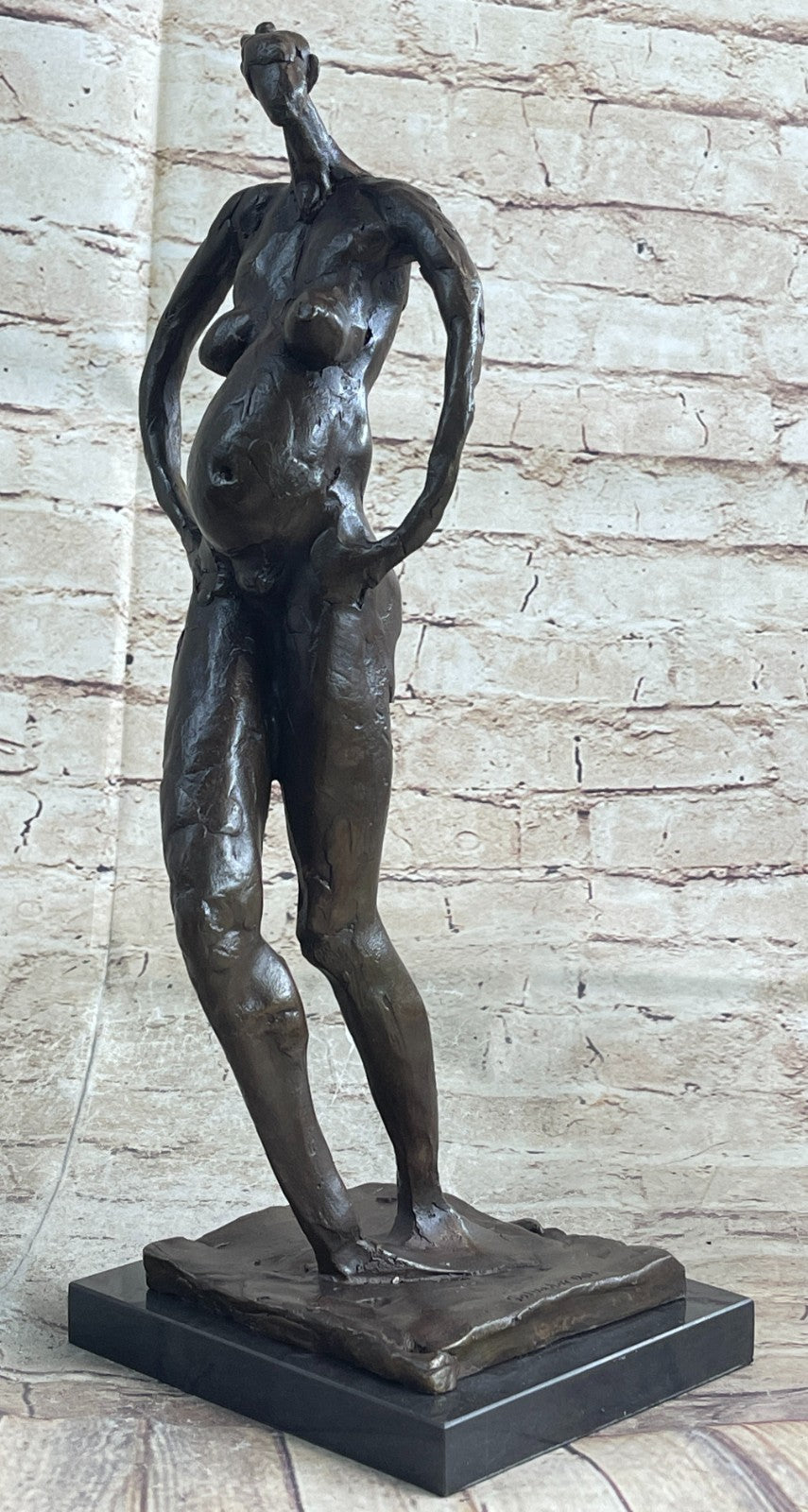 Handcrafted bronze sculpture Nude Salvador By Base Marble Art Modern Abstract *