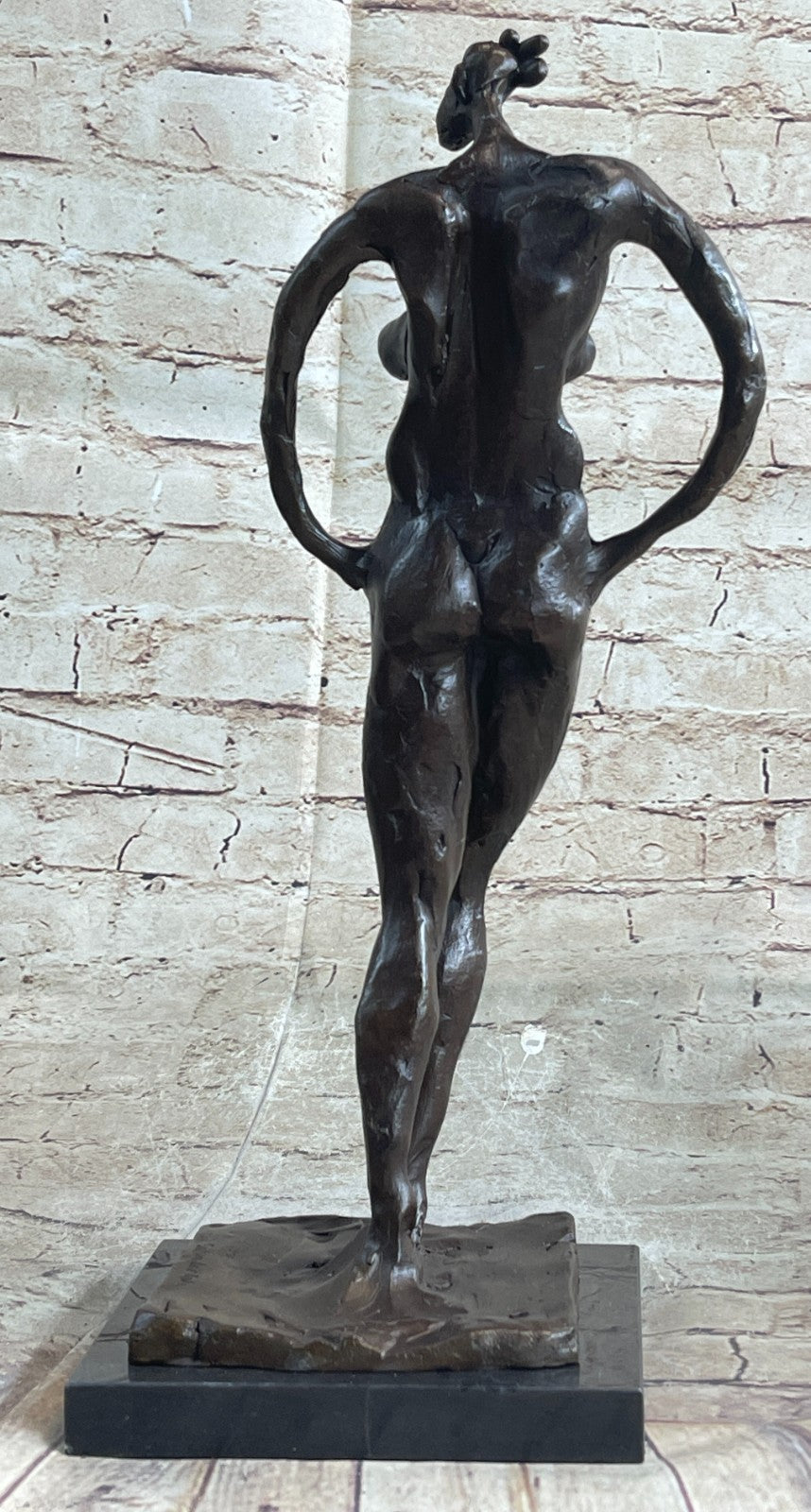 Handcrafted bronze sculpture Nude Salvador By Base Marble Art Modern Abstract *