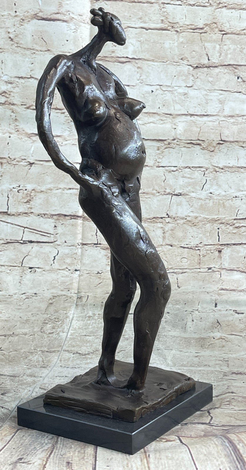 Handcrafted bronze sculpture Nude Salvador By Base Marble Art Modern Abstract *