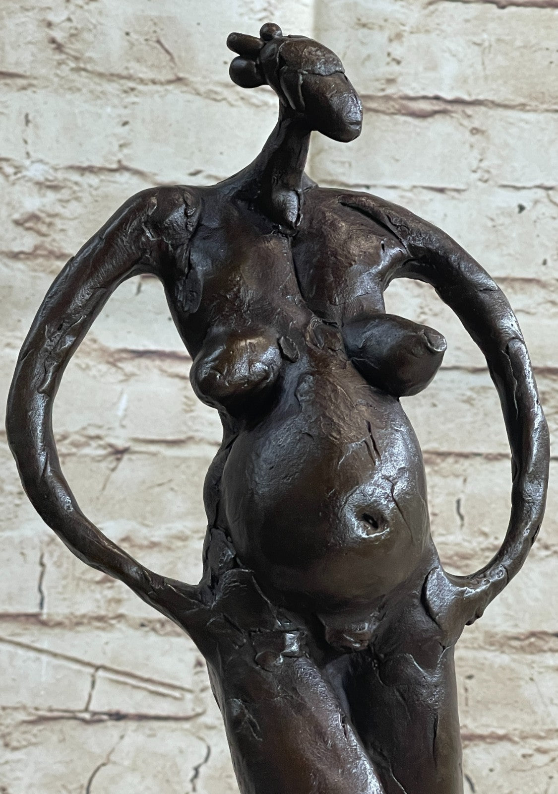 Handcrafted bronze sculpture Nude Salvador By Base Marble Art Modern Abstract *