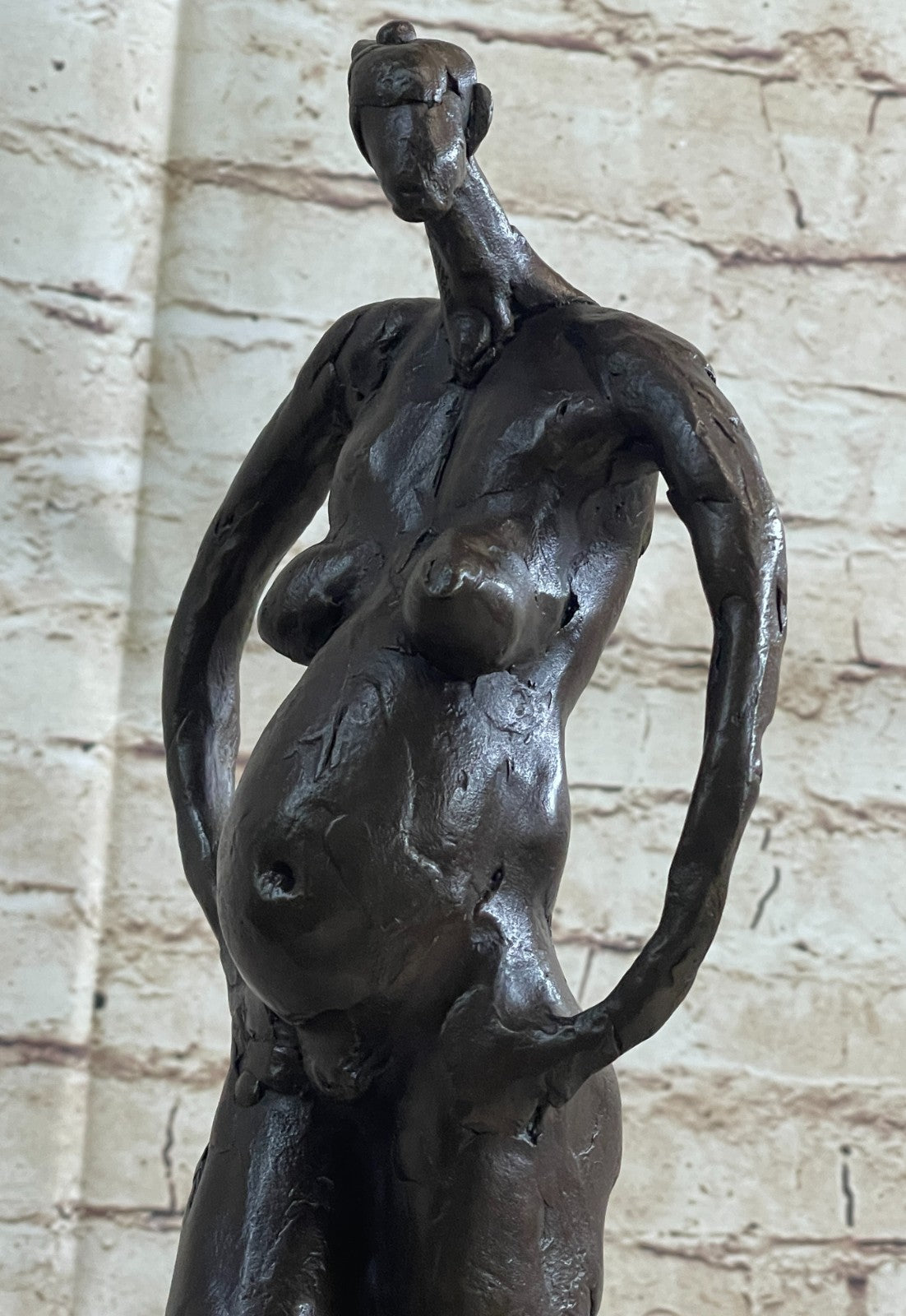 Handcrafted bronze sculpture Nude Salvador By Base Marble Art Modern Abstract *