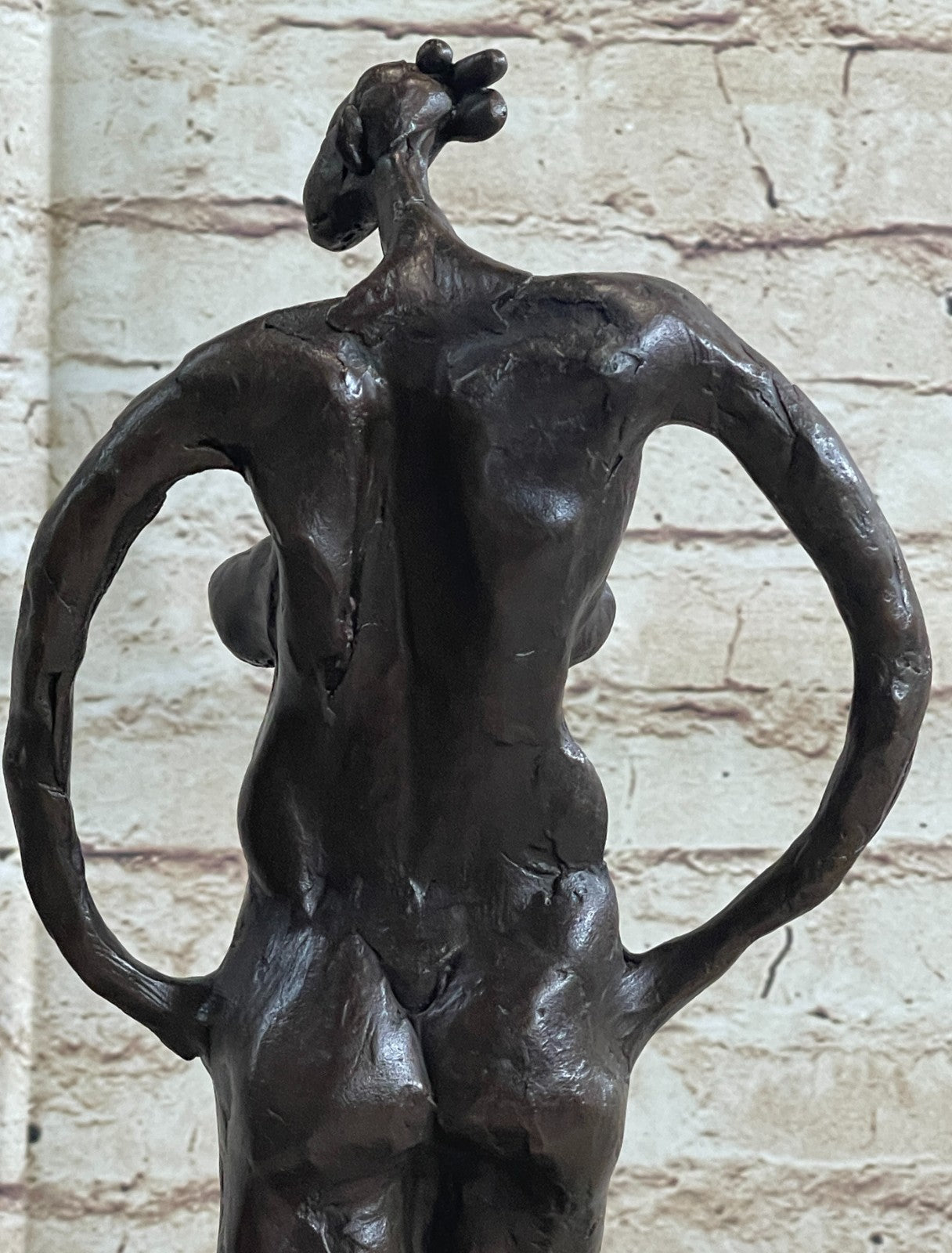 Handcrafted bronze sculpture Nude Salvador By Base Marble Art Modern Abstract *