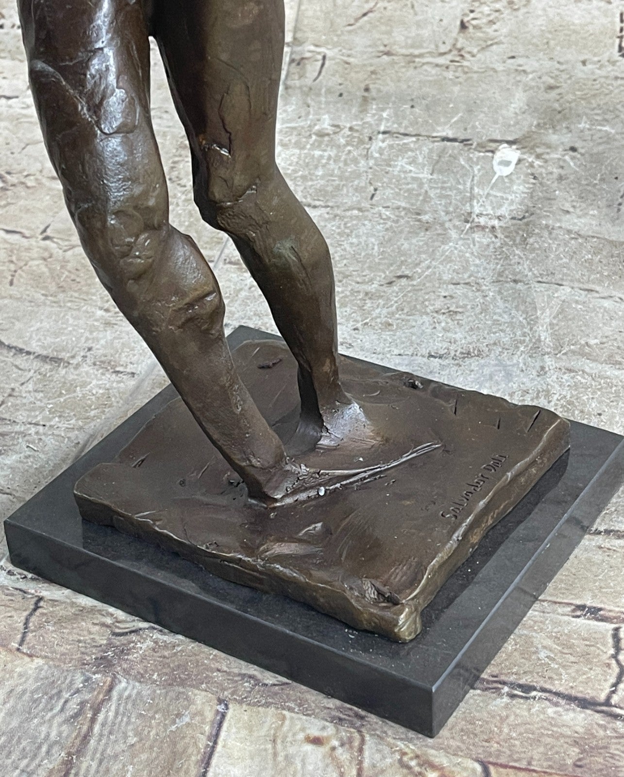 Handcrafted bronze sculpture Nude Salvador By Base Marble Art Modern Abstract *
