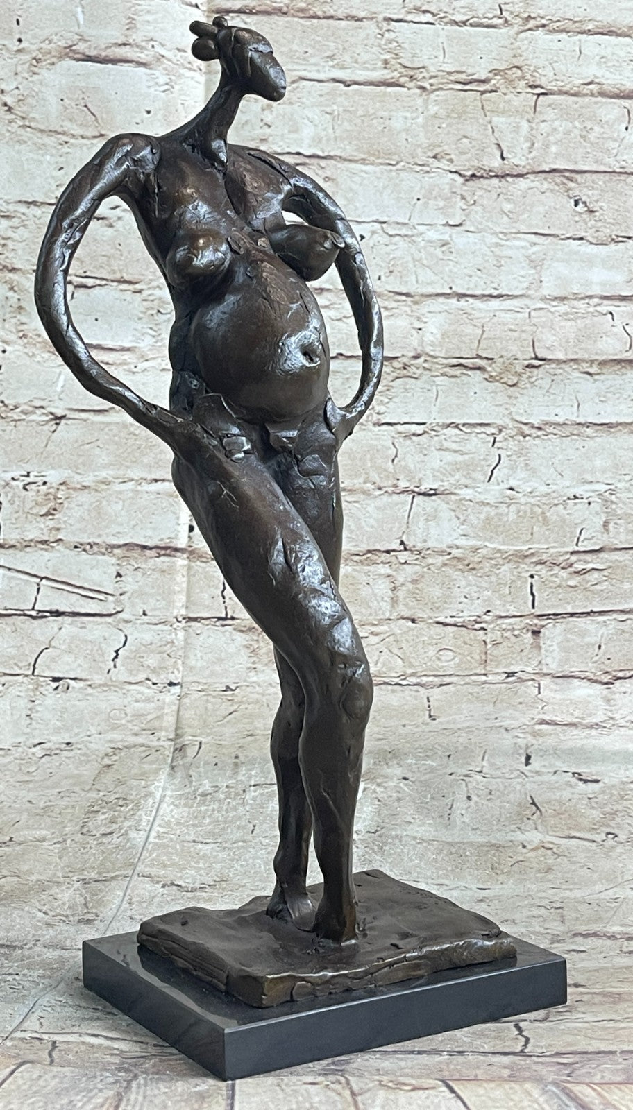 Handcrafted bronze sculpture Nude Salvador By Base Marble Art Modern Abstract *