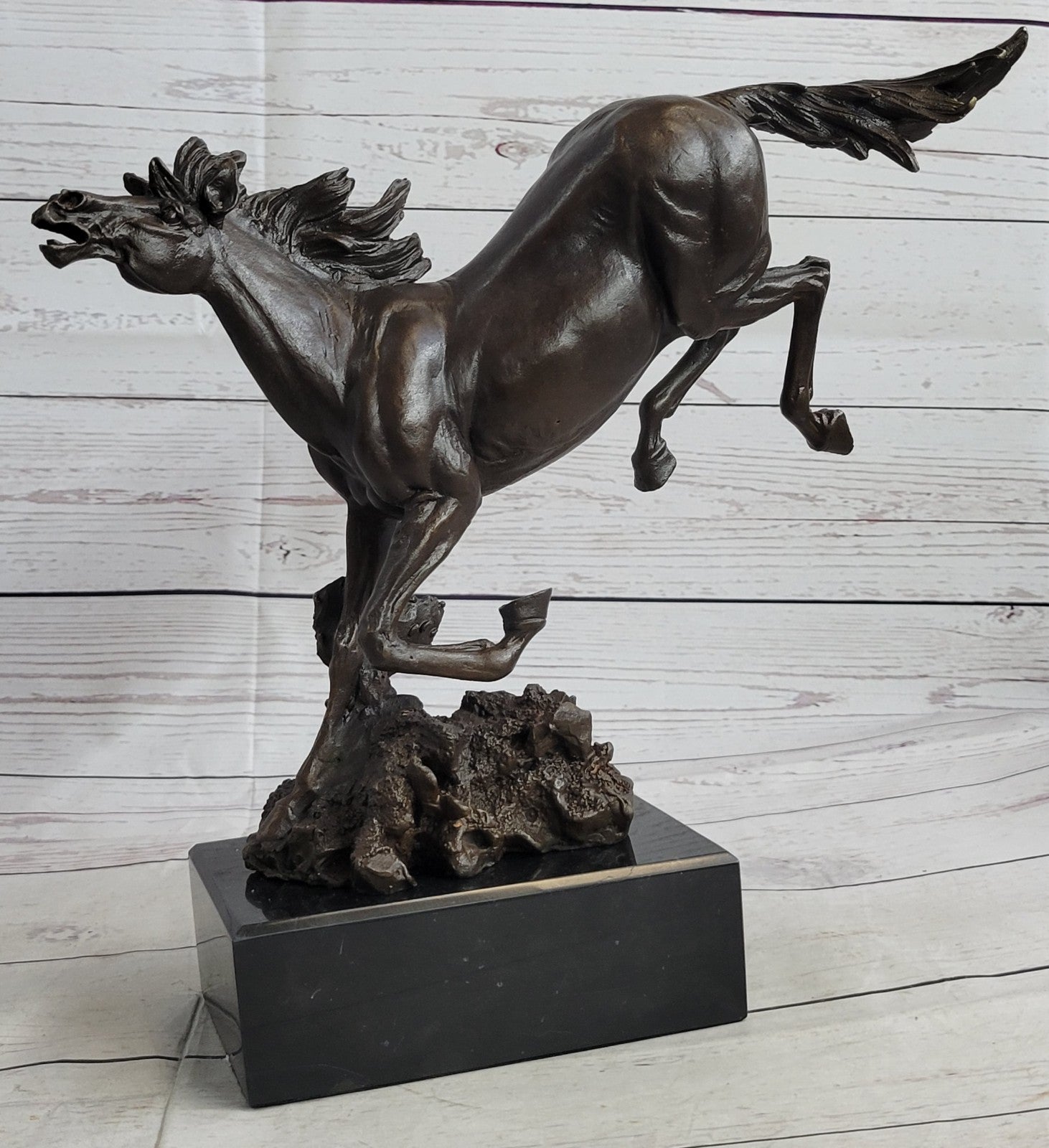 Art Deco Book End Rambunctious Stallion Horse Bronze Sculpture Statue Figure