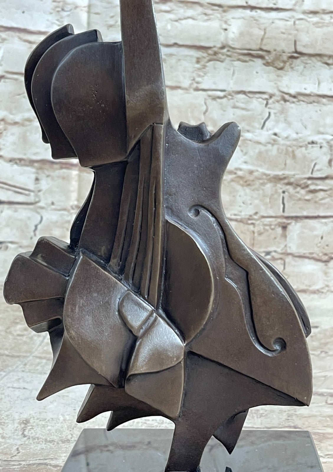Stunning Picaso Dali Gia Abstract Guitar Home Decor Bronze Sculpture Marble Base