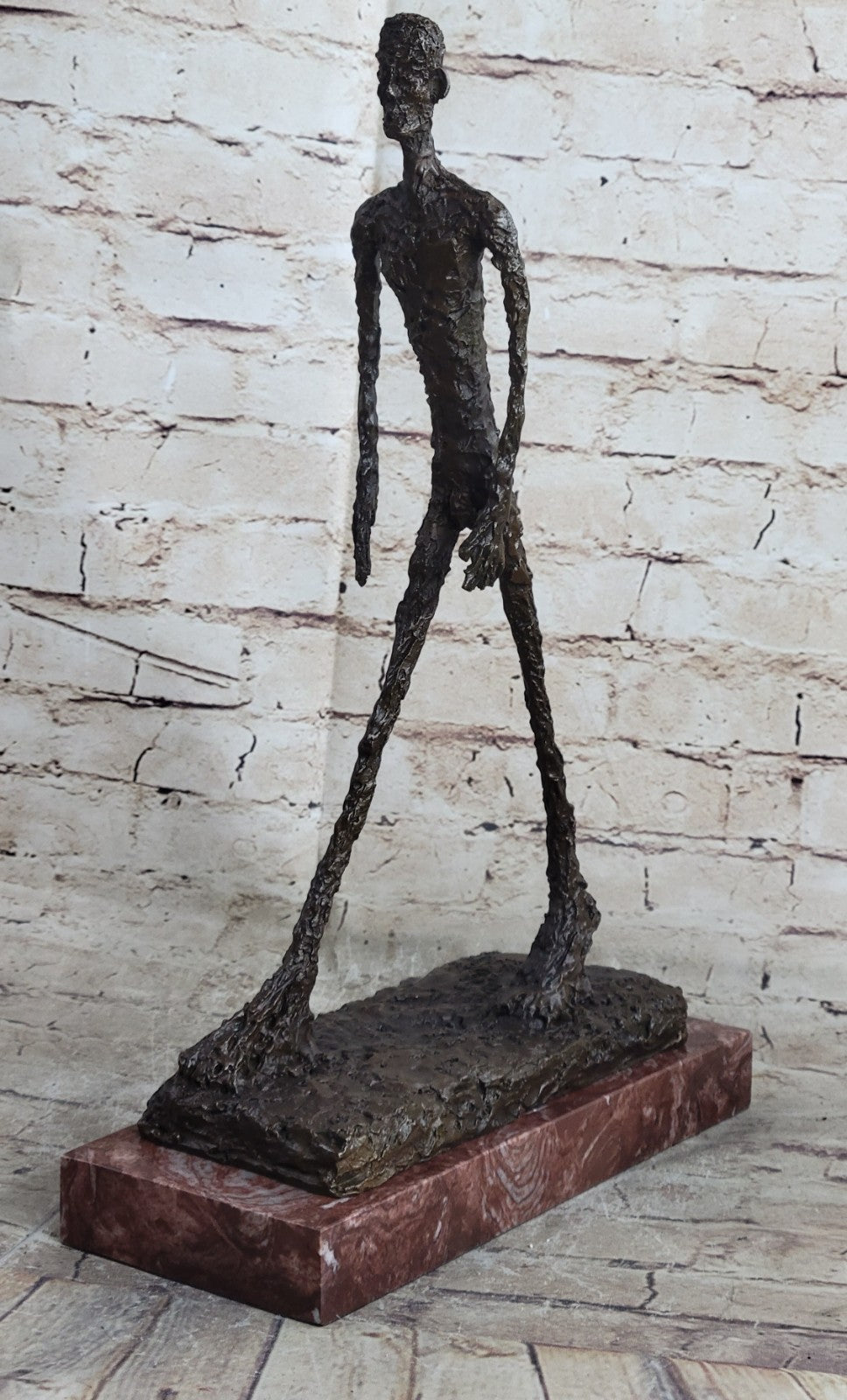 Modern Art Deco Walking Male Stick Bronze Figurine Hot Cast Home Decor Statue