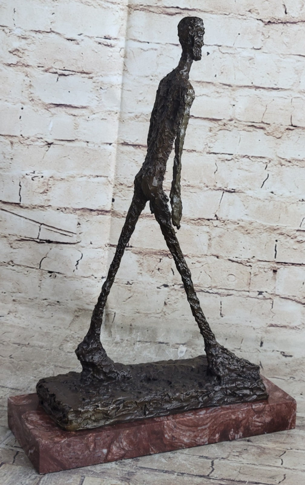 Modern Art Deco Walking Male Stick Bronze Figurine Hot Cast Home Decor Statue