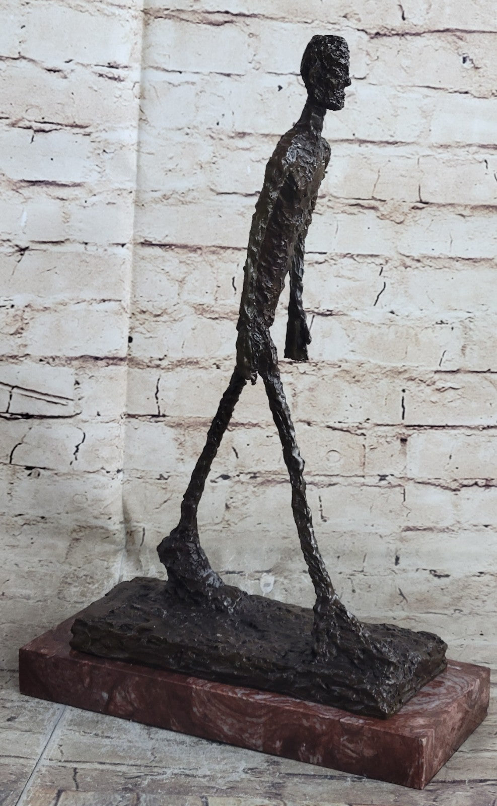 Modern Art Deco Walking Male Stick Bronze Figurine Hot Cast Home Decor Statue