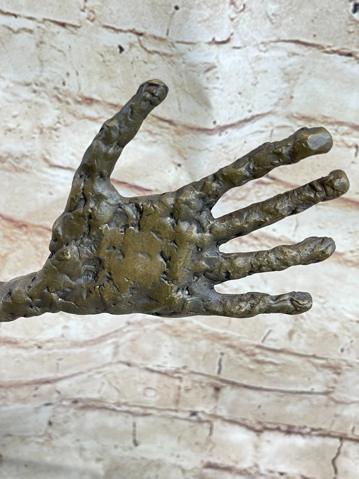Vintage Large Strong Hand Bronze Sculpture Marble Base Museum Quality Artwork