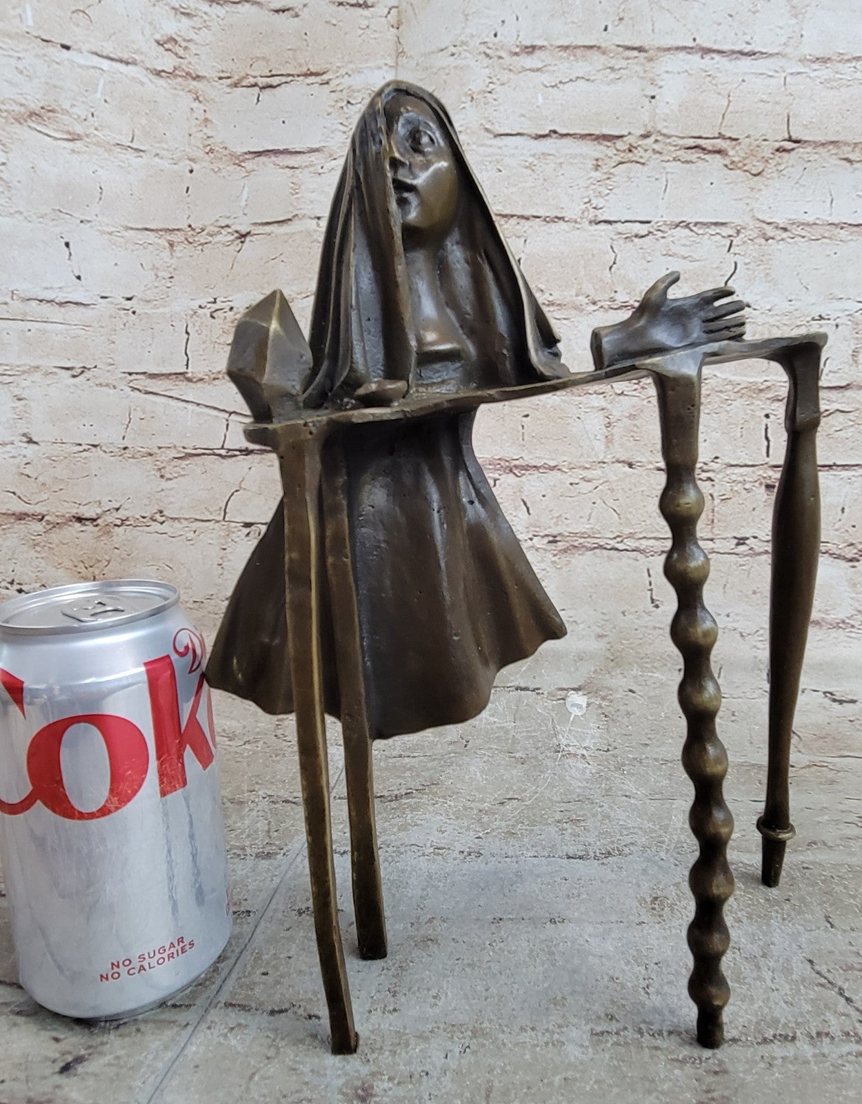 Bronze Sculpture Hot Cast Old Witch By Salvador Dali Home/Office Decor Figurine