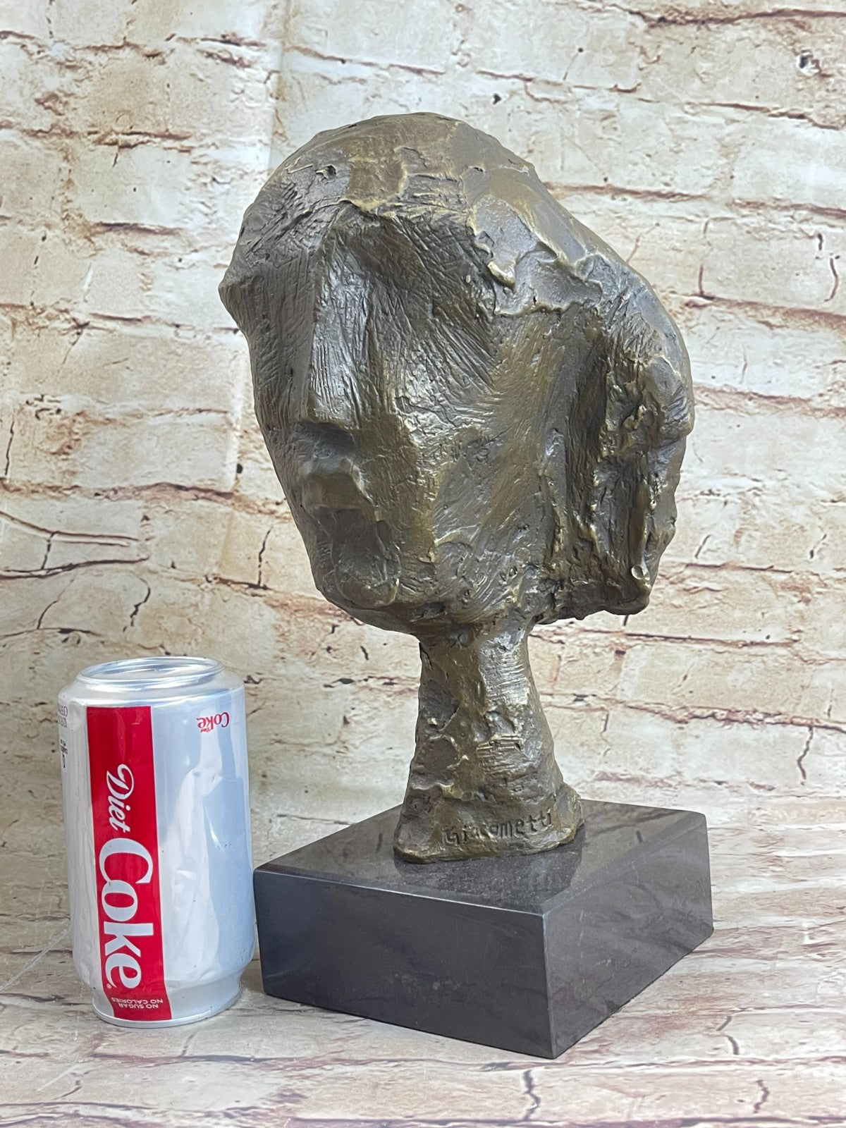 Abstract Bronze Head on a marble base after Cometti Masterpiece Sculpture