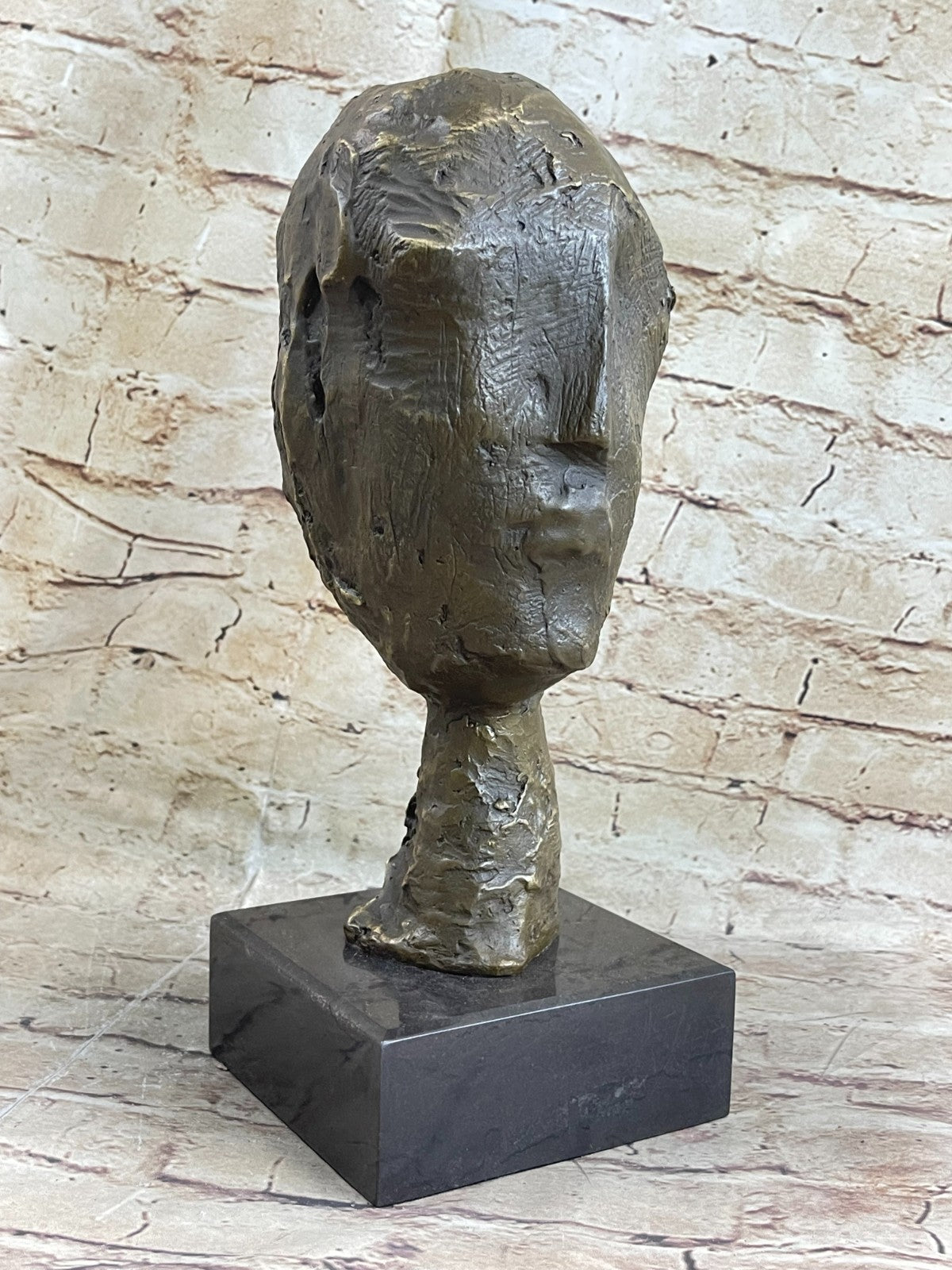 Abstract Bronze Head on a marble base after Cometti Masterpiece Sculpture