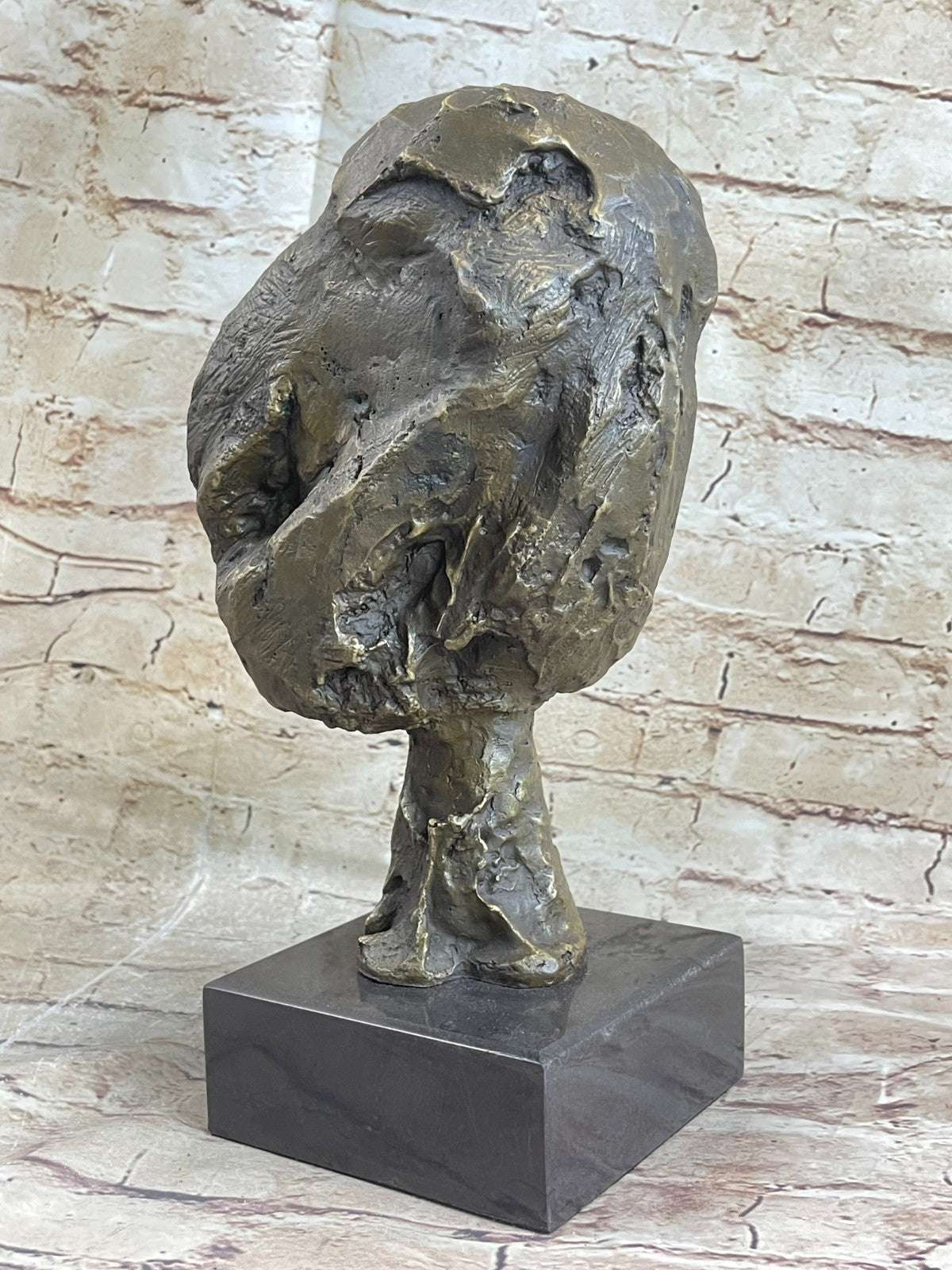 Abstract Bronze Head on a marble base after Cometti Masterpiece Sculpture