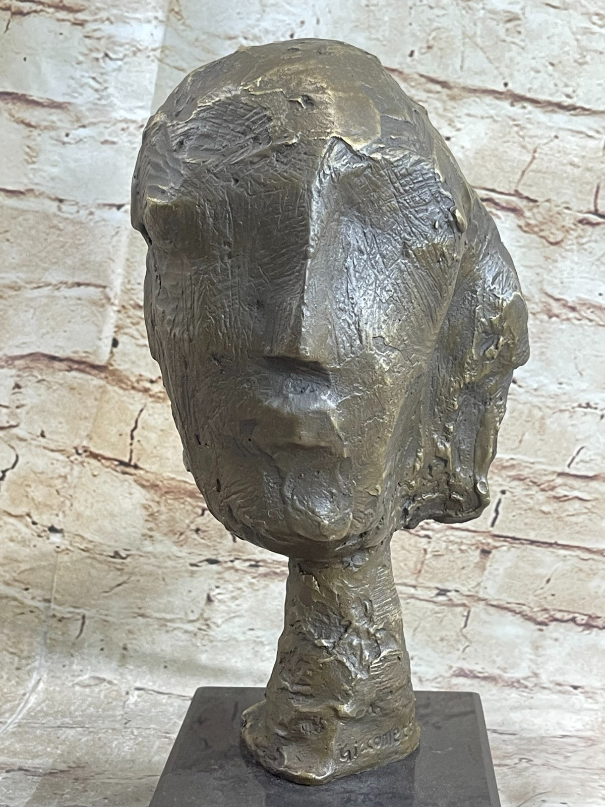 Abstract Bronze Head on a marble base after Cometti Masterpiece Sculpture