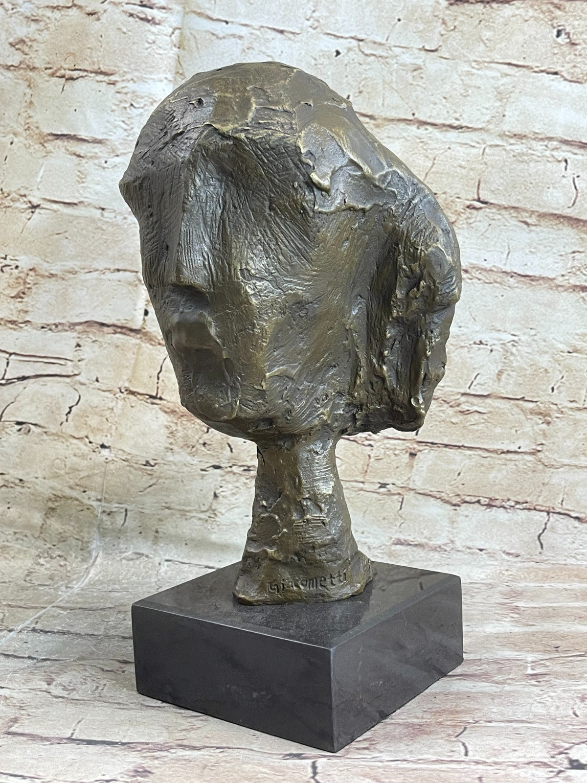 Abstract Bronze Head on a marble base after Cometti Masterpiece Sculpture