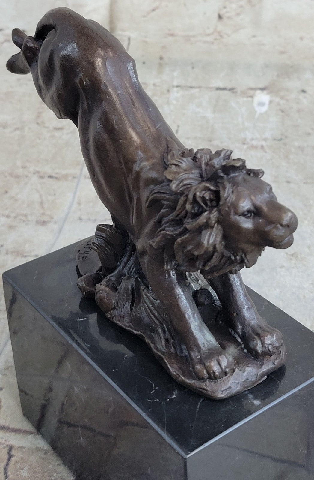 Handcrafted bronze sculpture SALE Animal by Barye Lion Jumping Cast Lost Wax
